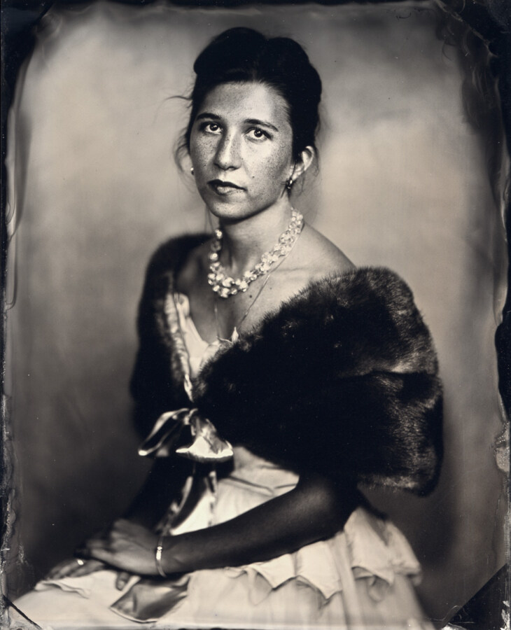 collodion tintype portrait of a woman by tintype artist Craig Murphy glens falls art studio.
