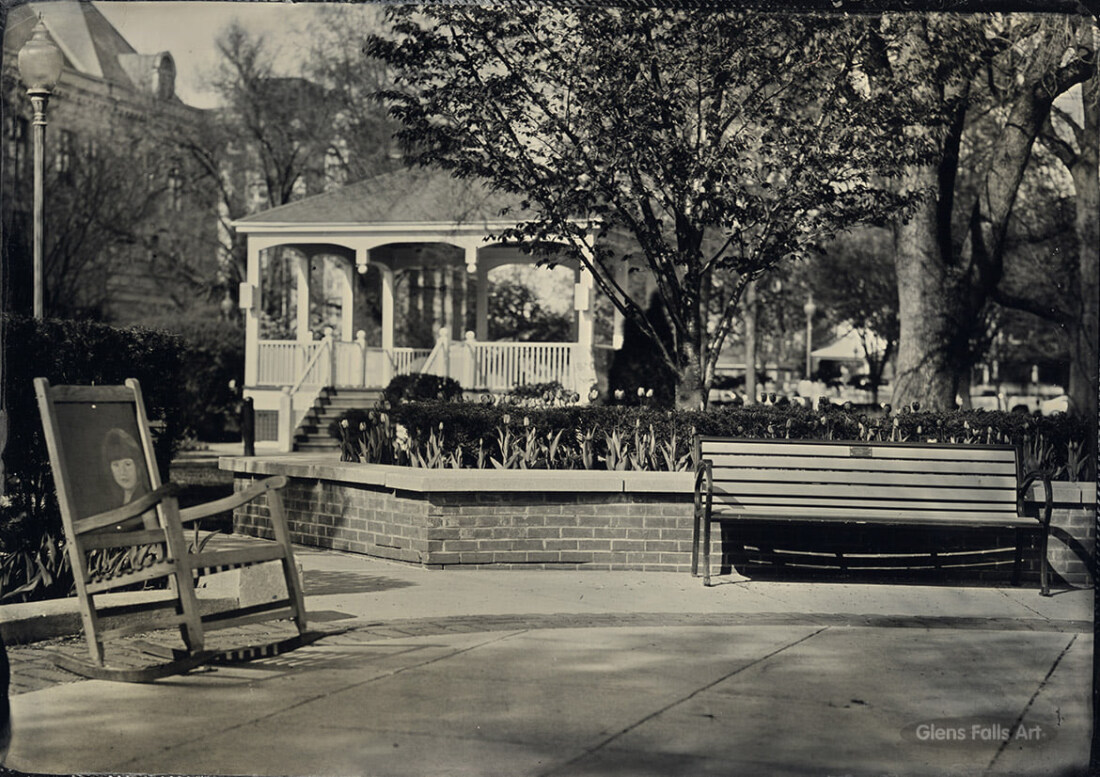 Glens Falls City Park Gazebo, bench and chair tintype by Craig Murphy
